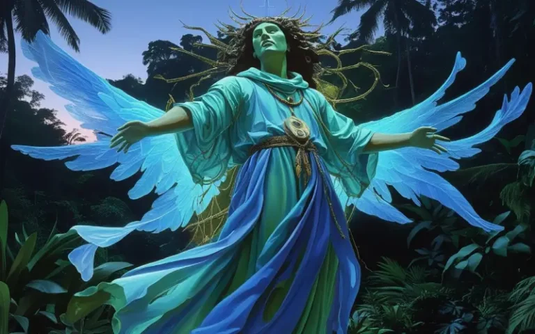 Ángel de la Guarda brillante sobre la naturaleza transmitiendo paz y protección espiritual